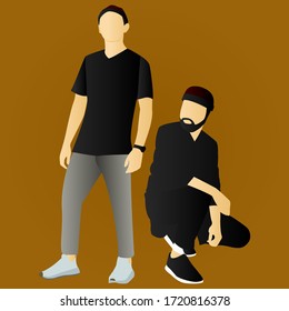 Man Moslem Figure Flat Design 