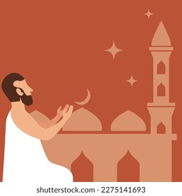 Diseño plano vectorial de ilustración de la oración del musulmán masculino