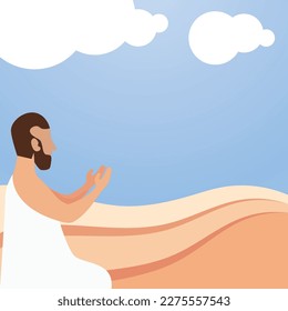 Diseño plano vectorial de ilustración de la oración del musulmán masculino