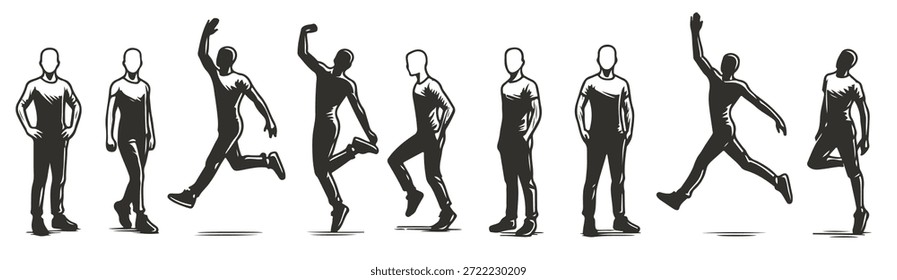 homem em movimento levanta esboços