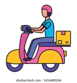 man in motrocycle fast delivery vector illustration