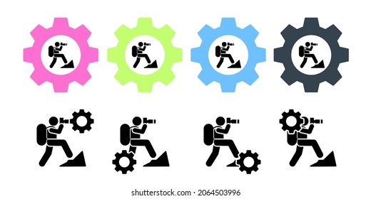 Man mountain photography camera vector icon in gear set illustration for ui and ux, website or mobile application