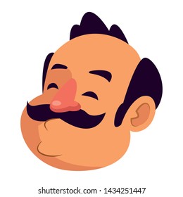 man with moustache, bald and big nose vector illustration graphic design