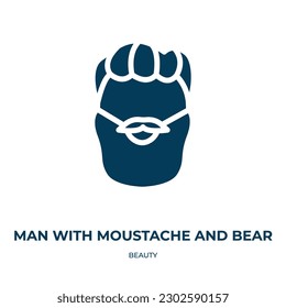 man with moustache and bear vector icon. man with moustache and bear, man, moustache filled icons from flat beauty concept. Isolated black glyph icon, vector illustration symbol element for web design
