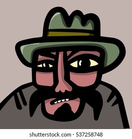 Man with moustache and hat