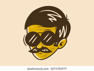 Man with Moustache illustration design character in retro style