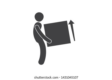 Man move the box, Man Moving Box Actions Postures Stick Figure Pictogram Icons