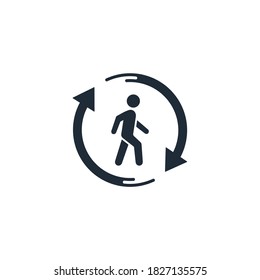 Man, movement, change. Vector icon isolated on white background.