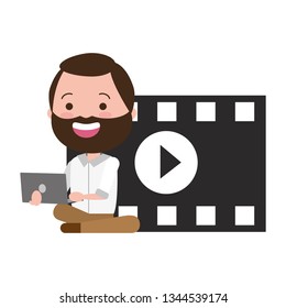 man with movie objects avatar character