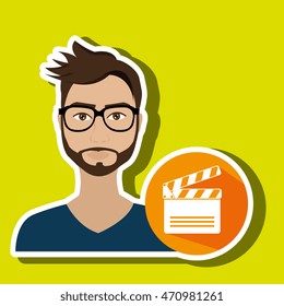 man movie video theater vector illustration graphic