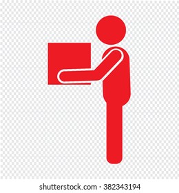 Man Moving Box Pictogram Icon Illustration design