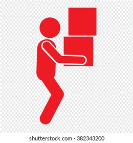 Man Moving Box Pictogram Icon Illustration design