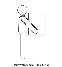 Man Moving Box Pictogram Icon Illustration design