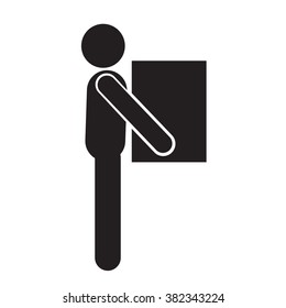 Man Moving Box Pictogram Icon Illustration design
