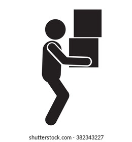 Man Moving Box Pictogram Icon Illustration design