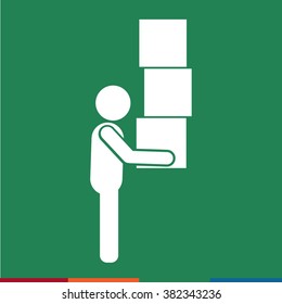 Man Moving Box Pictogram Icon Illustration design