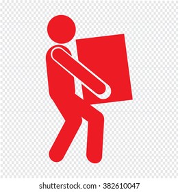 Man Moving Box Pictogram Icon Illustration design