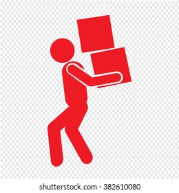 Man Moving Box Pictogram Icon Illustration design
