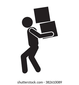 Man Moving Box Pictogram Icon Illustration design