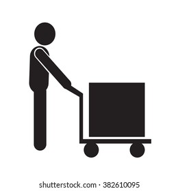 Man Moving Box Pictogram Icon Illustration design