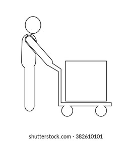 Man Moving Box Pictogram Icon Illustration design
