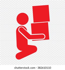 Man Moving Box Pictogram Icon Illustration design