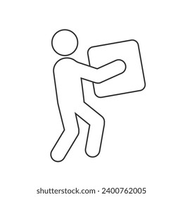 Hombre Caja en movimiento Línea de pictograma Icono Diseño de ilustración