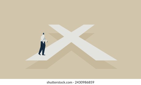 A man moving over the letter X.