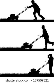 Man Mowing Lawn 