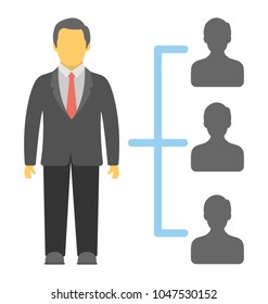 
A man with multiple connections with team concept of team leader
