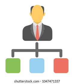 
A man with multiple subordinate connections concept of leadership
