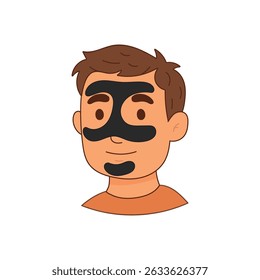 Man with multi-zone black facial cleansing mask