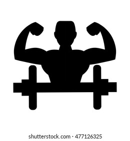 man muscle weight lifting healthy lifestyle fitness gym bodybuilding icon. Flat and Isolated design. Vector illustration