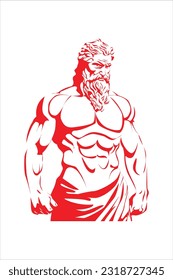 Man with muscles and beard. Vector illustration.