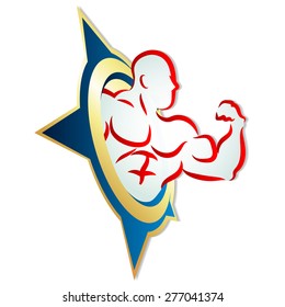 Man with muscles on the arm for a vector