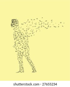 man from music notes on an yellow background