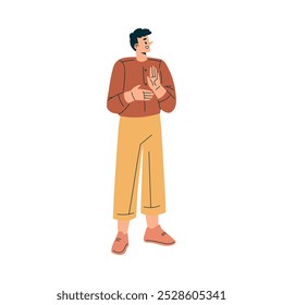 Homem no musical Festival Stand e mãos aplaudidas têm a ilustração vetor de descanso