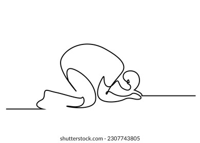 man muslim person praying line art