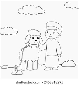 man muslim and a sheep coloring page for kids