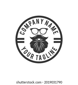 Man with a mustache and beard logo,hand drawn gentleman grooming vector illustration.EPS 10