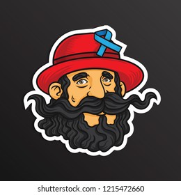 a man with mustache and beard vector illustration