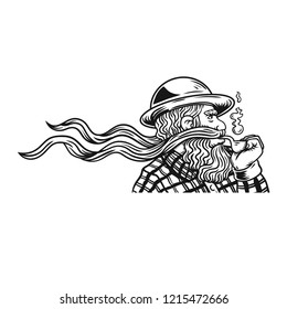 a man with mustache and beard vector illustration