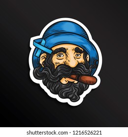 man with mustache and beard vector illustration