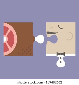 Man with mustache is eating ham/Puzzle