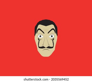 Man with Mustache Face Vector illustration isolated on red background