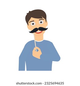 Man with a mustache. Fake mustache, vector illustration
