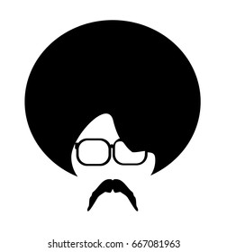 man with mustache and glasses and large round hairstyle