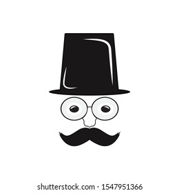 Man with a mustache in hat. vector design of a man with mustache and hat.