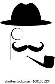 man mustache hat vector monocle