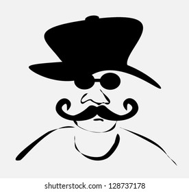 man with mustache and hippie hat